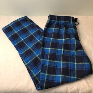 Abound Men's Cotton-Blend Blue Plaid Flannel Pajama Pants Size Medium